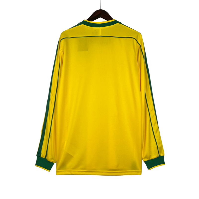 Camisa Brasil I 1998 Retrô Manga Longa